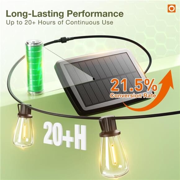 54(48+6)FT Solar String Lights Waterproof,Patio Lights Solar Powered with Remote - Picture 6 of 7